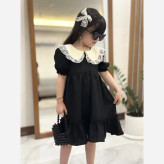 ست 4 تیکه دخترانه پیراهن لنین به همراه کیف و 2 گیره مو سایز 2 تا 8 سال