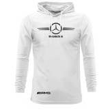 تیشرت آستین بلند مردانه طرح Benz مدلd5678 کلاه دار نخی اعلا سه رنگ مشکی زرد سفید سایزبندی L XL 2XL