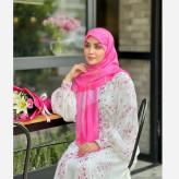 روسری نخی کاستوم طرح دلناز سایز 140 آبی چرخ دوز