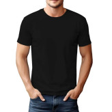 تیشرت آستین کوتاه مردانه یقه گرد پنبه ای ساده مشکی مدل 6668sade