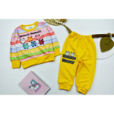 بلوز شلوار دخترانه طرح گربه راه راه جنس پلی استر