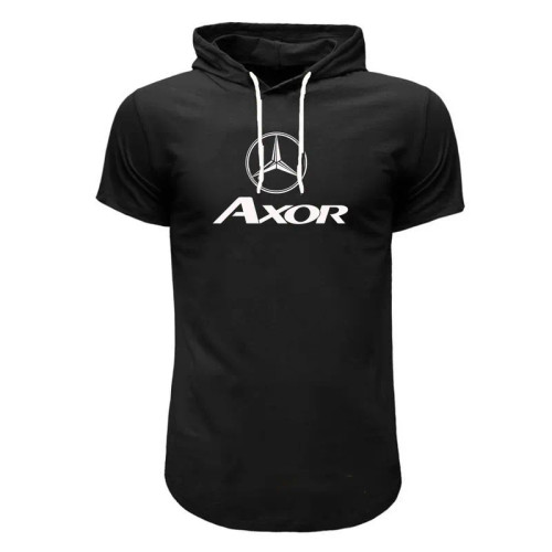 تیشرت کلاه دار مردانه طرح akor مدل b6000 سفید و قرمز