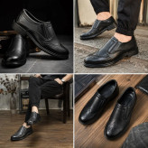 کفش مردانه رسمی هشترک کشی چرم راحتی روزمره با طراحی کلاسیک