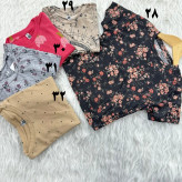کراپ زنانه کبریتی طرحدار آستین کوتاه مناسب استفاده روزمره و مجلسی