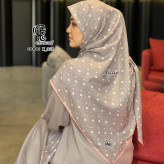 روسری نخ کاستوم طرح شکوفه بهاری خال خالی ریز قواره بزرگ 140x140
