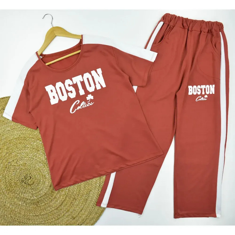 ست تیشرت و شلوار زنانه طرح BOSTON کد 11740 فری سایز