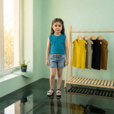 تاپ کراپ دخترانه کبریتی یقه گرد مدل 11008