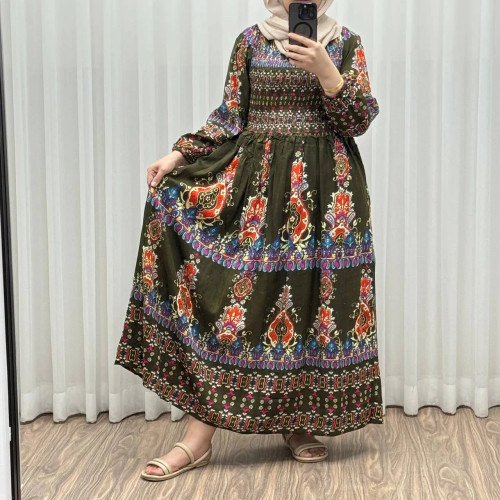 پیراهن کریشه فری سایز تا 52 زنانه وارداتی چهارفصل کمربنددار شیک راحت بدون چروک سایه و بدن نما نیست