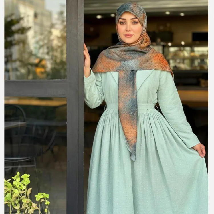 روسری نخ کاستوم طرح طوبی سایز 140 رنگ سال 2026 آجری و تال