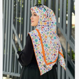 روسری نخ کاستوم طرح گلدخت قواره بزرگ 140 سانتیمتر رنگی شاد بهاری تابستانی