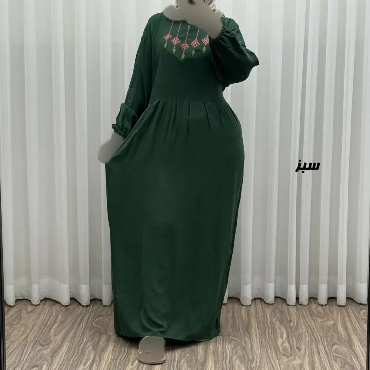 پیراهن ساحلی نخی گلدوزی شده مدل میلان فری سایز مناسب تا 46 با کمربند