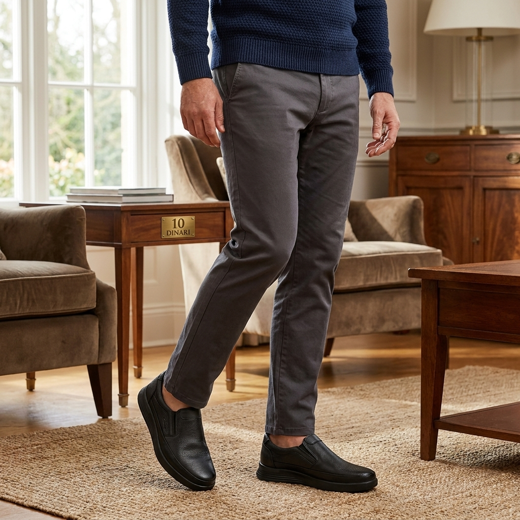 Men's black leather shoes with laces, natural leather upper and medical insole, light and flexible PU sole