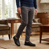 Men's black leather shoes with laces, natural leather upper and medical insole, light and flexible PU sole
