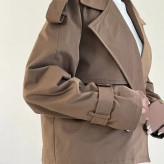 ترنچ کت کوتاه زنانه کتان زارا آستردار ضد آب کد 1246