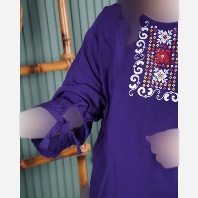 ست بلوز و شلوار نخی زنانه مدل سنتی فری سایز مناسب تا 48