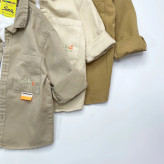 ست دو تکه اسپرت پسرانه پیراهن کتان و تیشرت رنگ نسکافه ای