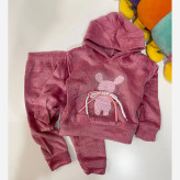 ست هودی و شلوار بچگانه مخمل تدی وارداتی