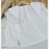 شومیز مجلسی دخترانه کتان نخ یقه گیپور وارداتی سایز 3 تا 8 سال