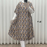 پیراهن ساحلی زنانه نخی آستین کوتاه فری سایز مناسب تا سایز 52
