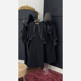 ست کت و سارافن زنانه جنس کرپ رنگ مشکی سایز فری 38 تا 46