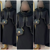 ست کت و سارافن زنانه جنس کرپ رنگ مشکی سایز فری 38 تا 46