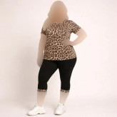 ست تیشرت و شلوارک زنانه طرح پلنگی فری سایز جنس ویسکوز الیزه کشی