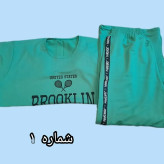 ست تیشرت و شلوار لش طرح تنیسی قواره دار جنس سوپر پنبه