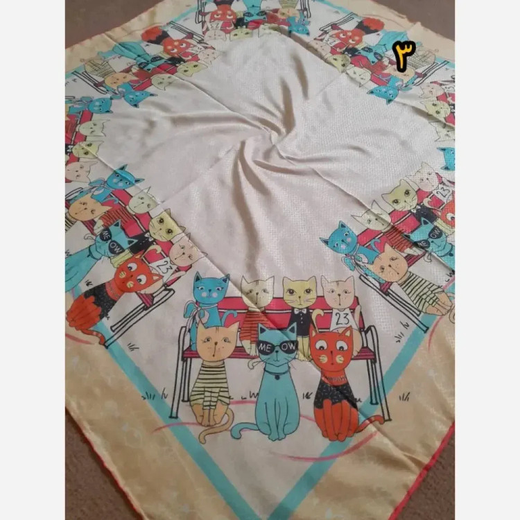روسری سوپرنخ دخترانه فانتزی دست دوز قواره 100