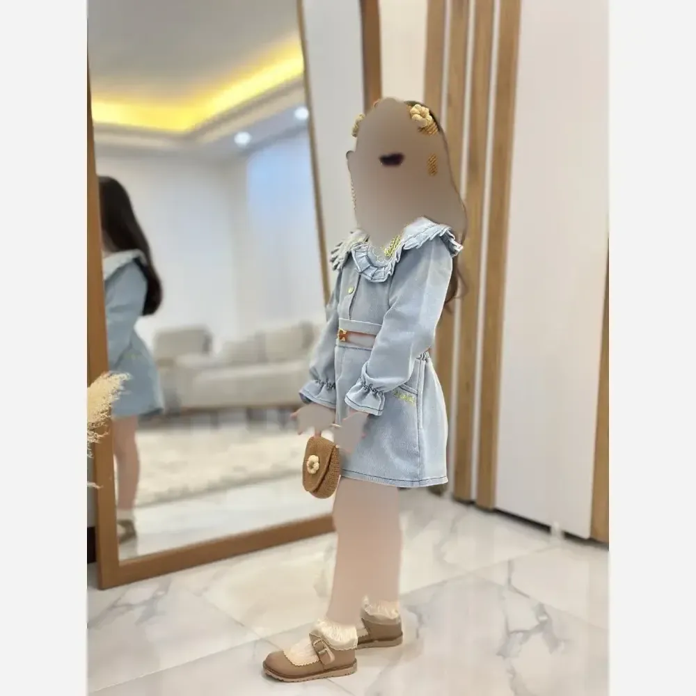 ست چهار تیکه مازراتی دخترانه مدل الماس شامل بلوز تاپ و دامن
