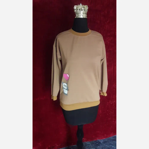 بلوز زنانه نخ پنبه طرح پاندا سایز بزرگ