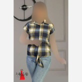 شومیز زنانه مدل گرهی چهارخونه نخی مناسب سایز لارج و ایکس لارج