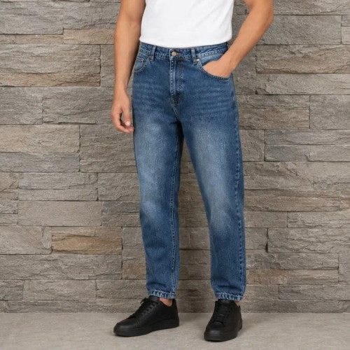 شلوار جین مردانه مام فیت آبی سایز 44 تا 50