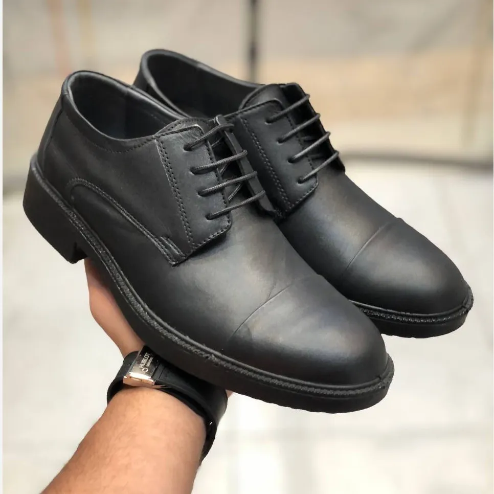 کفش چرم مردانه بندی مدل اروین رنگ مشکی زیره طبی پیو