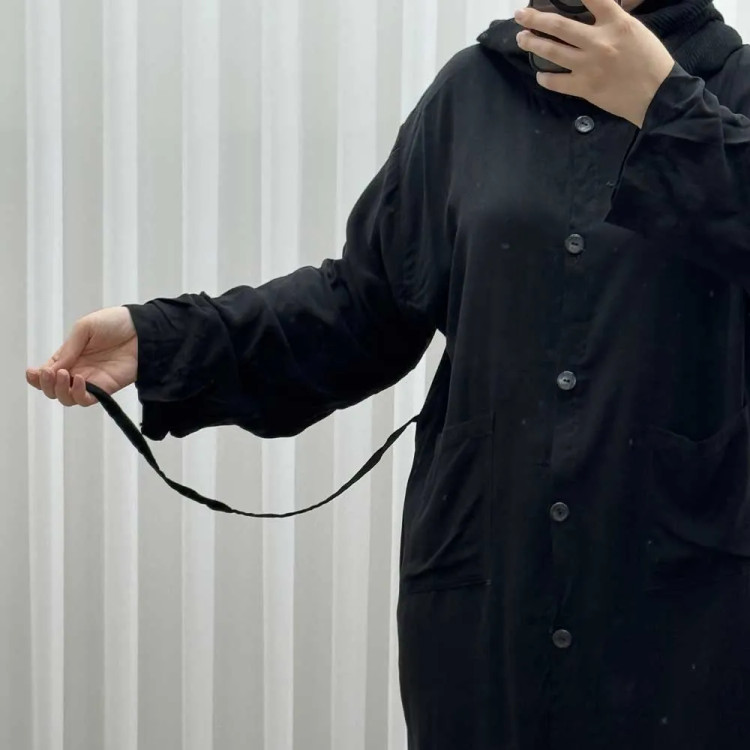 مانتو نخی ساده جلو دکمه دار زنانه و دخترانه سایز بزرگ
