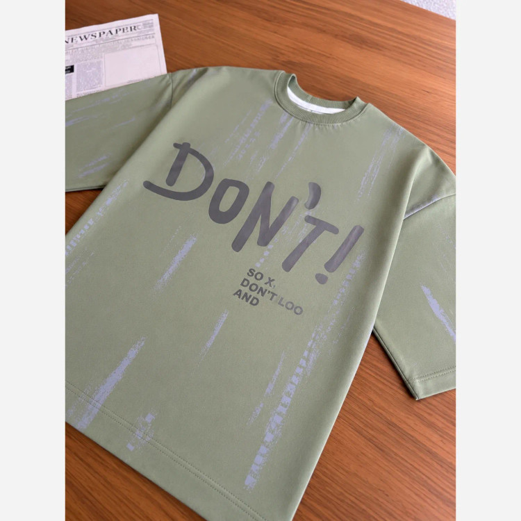 تیشرت پسرانه نوجوان نخ پنبه اسپرت در دو رنگ سبز و سفید سایز 50 تا 70