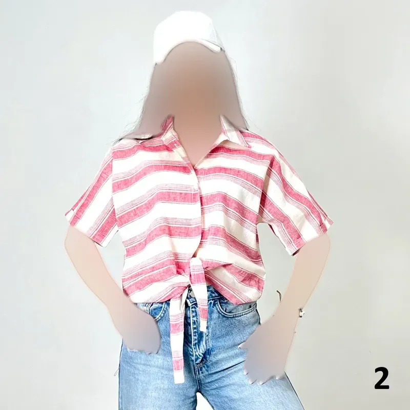 شومیز گره ای نخی آستین سه ربع