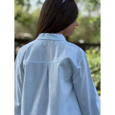 شومیز لینن نخ دخترانه رنگ آبی خنک و تابستانی سایز 6