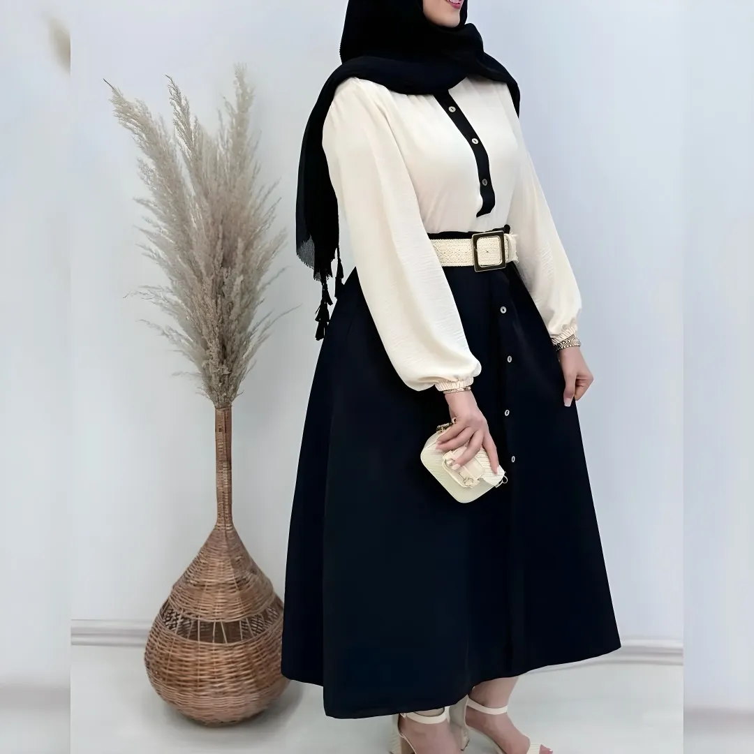 ست ست شومیز و دامن لادن جنس شانتون صوفیا سایز 1 و 2 رنگ بندی متنوع