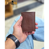 جاکارتی چرم طبیعی گاوی مدل برگی دارای 4 جای کارت