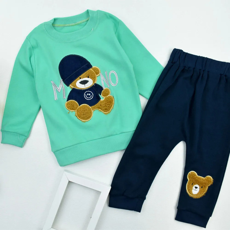 بلوز شلوار نوزادی پسرانه طرح تدی پنبهای