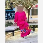 پیراهن لینن طرح سرخپوستی فری سایز مدل بلند
