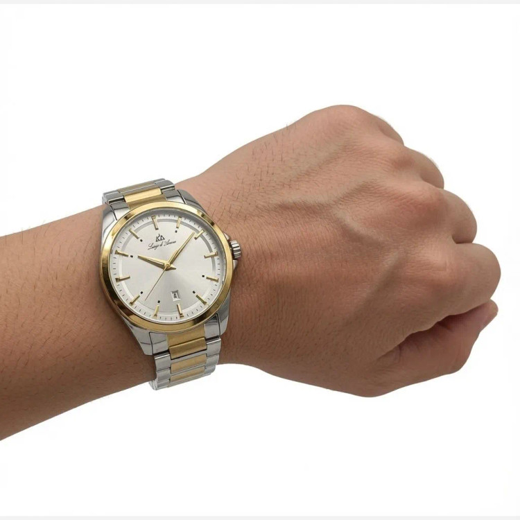 ساعت مردانه استیل طلایی صفحه سفید لوئیجی دی آنا LDA رفرانس 2522