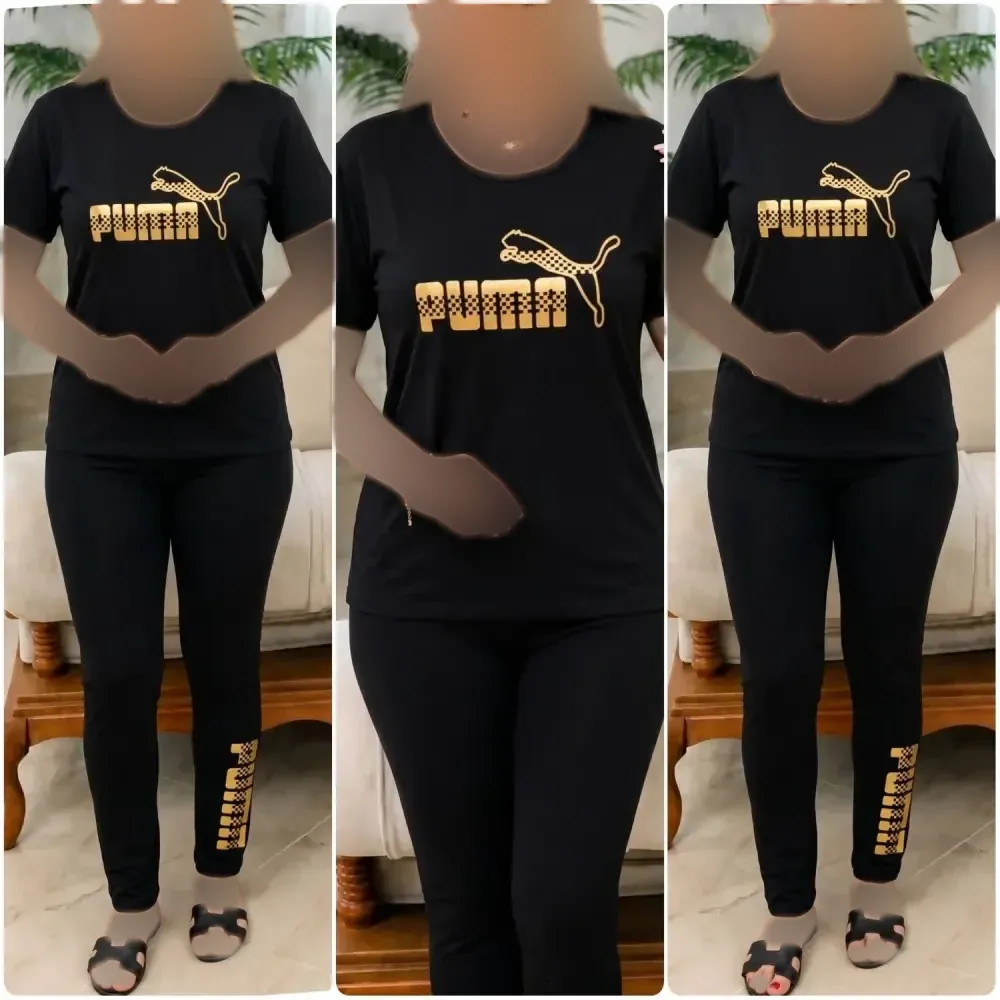 تیشرت و شلوار ورزشی زنانه طرح پوما ویسکوز الیزه فول کش سایز 38 تا 48