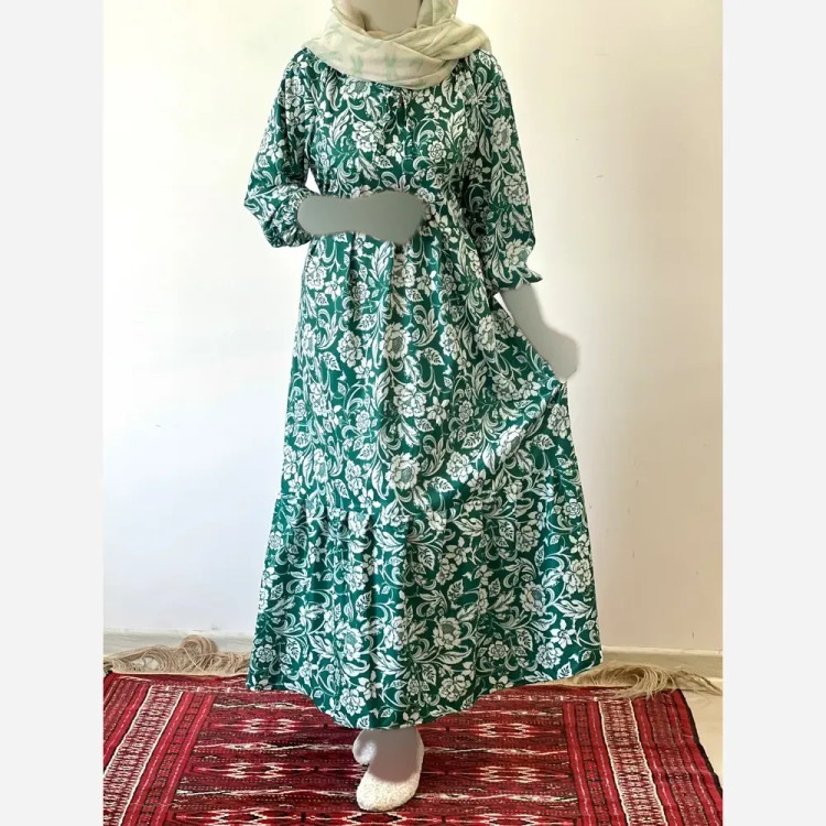 پیراهن ساحلی زنانه جنس فلور بوگاتی فری سایز قد 135