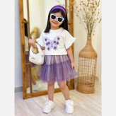 ست کراپ دامن دخترانه پروانه سایز 3 تا 10 سال