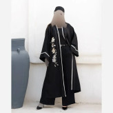 مانتو عبایی بهار گل کرپ ریزشی مزونی دوز فری سایز 38 تا 56 سه رنگ مشکی قهوه ای ملانژ