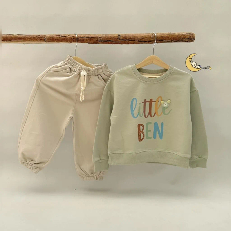 ست دورس و شلوار نخ پنبه طرحدار کودک برند هورس