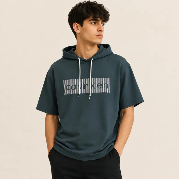 تیشرت کلاهدار مردانه پنبهای طرح حروف