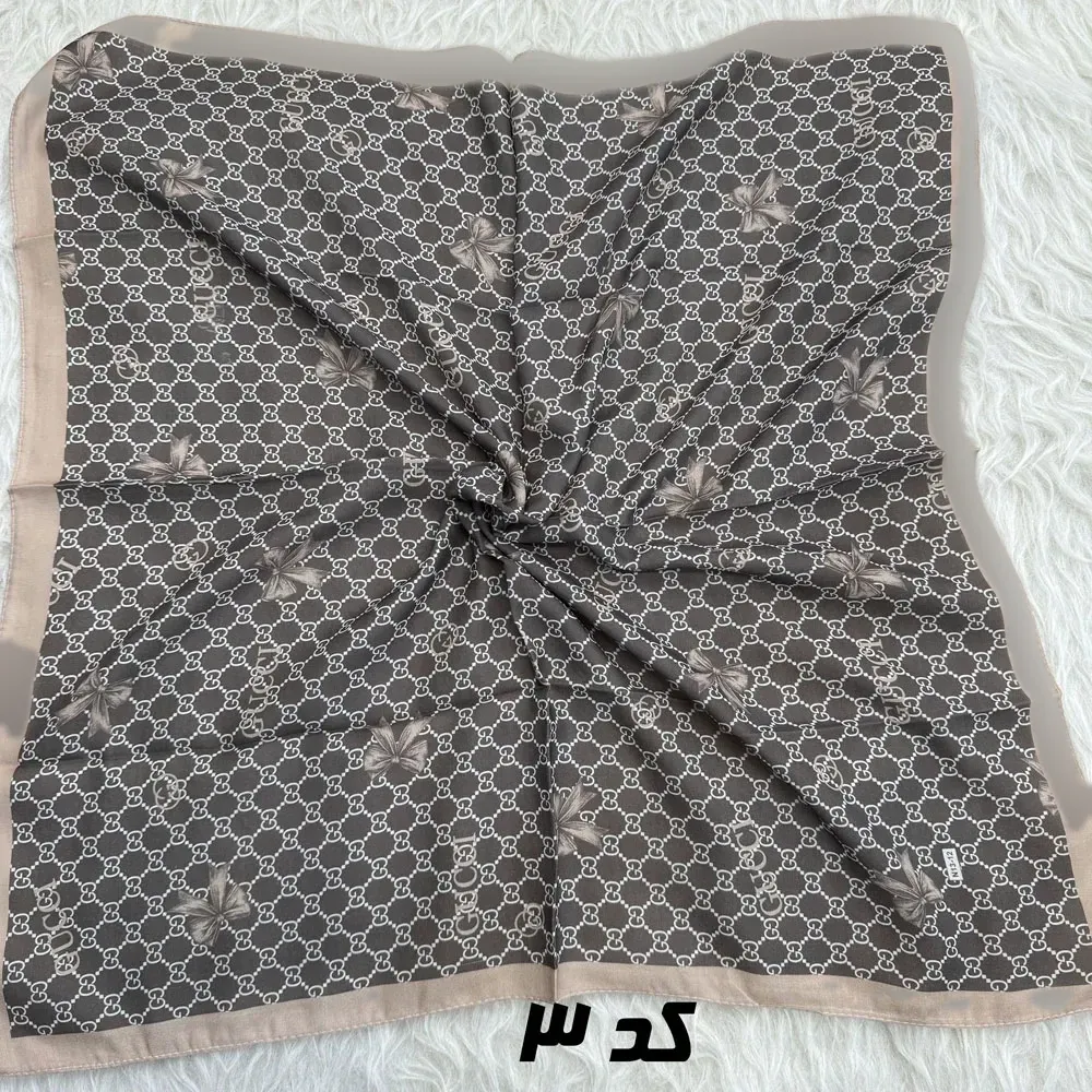 مینی اسکارف قهوهای نخ طرحبندی 65×65 سانتیمتر بدون آبرفت و رنگ رفت