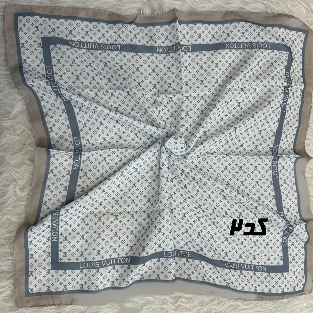 مینی اسکارف آبی نخ طرحبندی قواره 65×65 مناسب استفاده روزمره